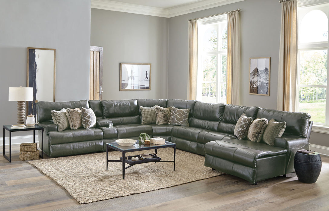Como - 7 Piece Italian Leather Match Reclining Sectional