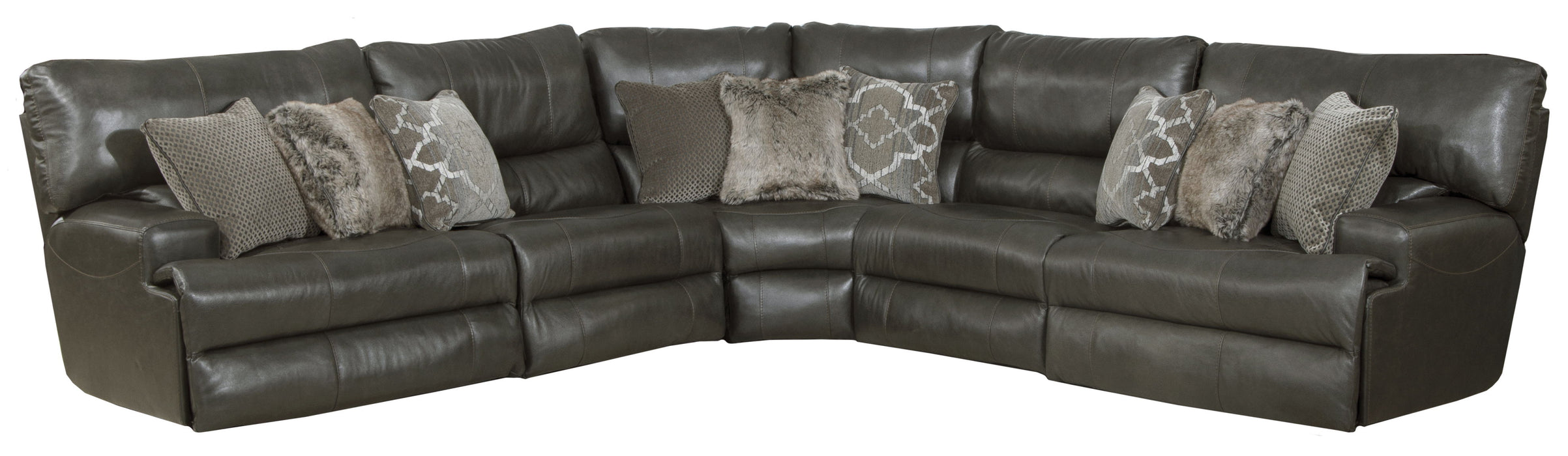 Como - 5 Piece Italian Leather Match Reclining Sectional