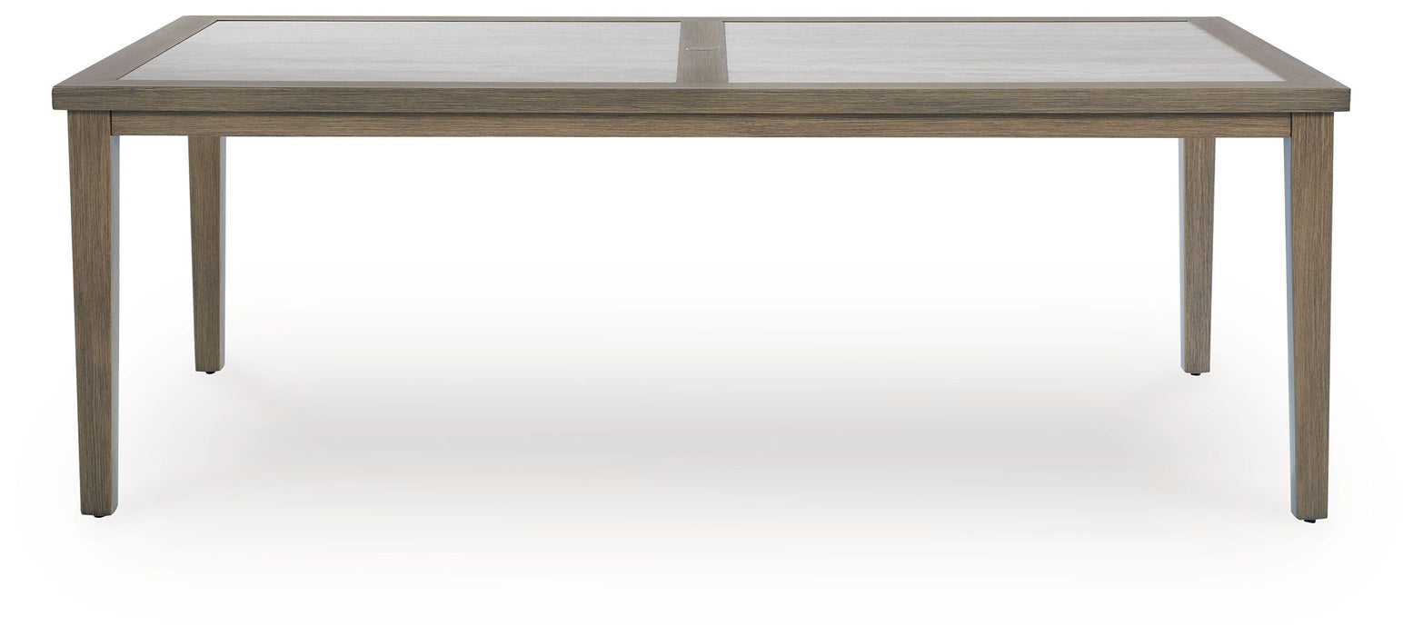Rainier Ranch - Rectangle Dining Table With Umbrella Option - Brown / Beige