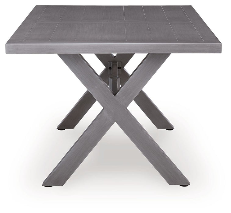 Half Moon Beach - Rectangular Dining Table With Umbrella Option - Gray