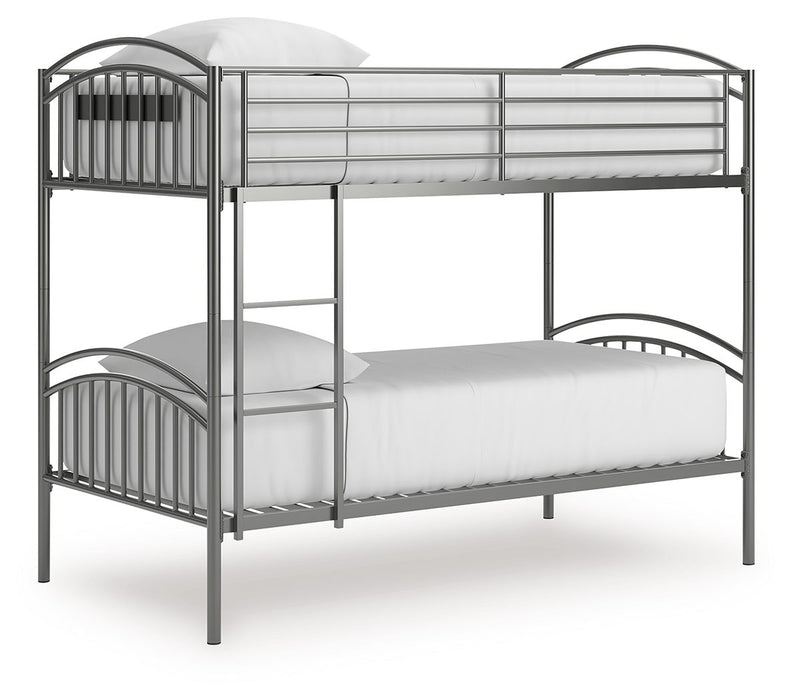 Lanceburg - 3 Pc. - Twin Over Twin Bunk Bed And 2 Mattresses - Gray