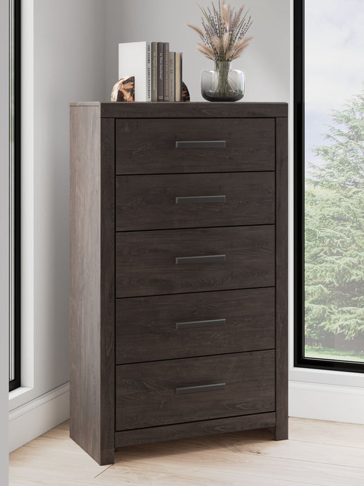 Prendonea - Five Drawer Chest - Charcoal