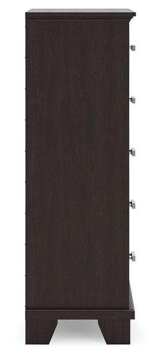 Covetown - Five Drawer Chest - Dark Brown