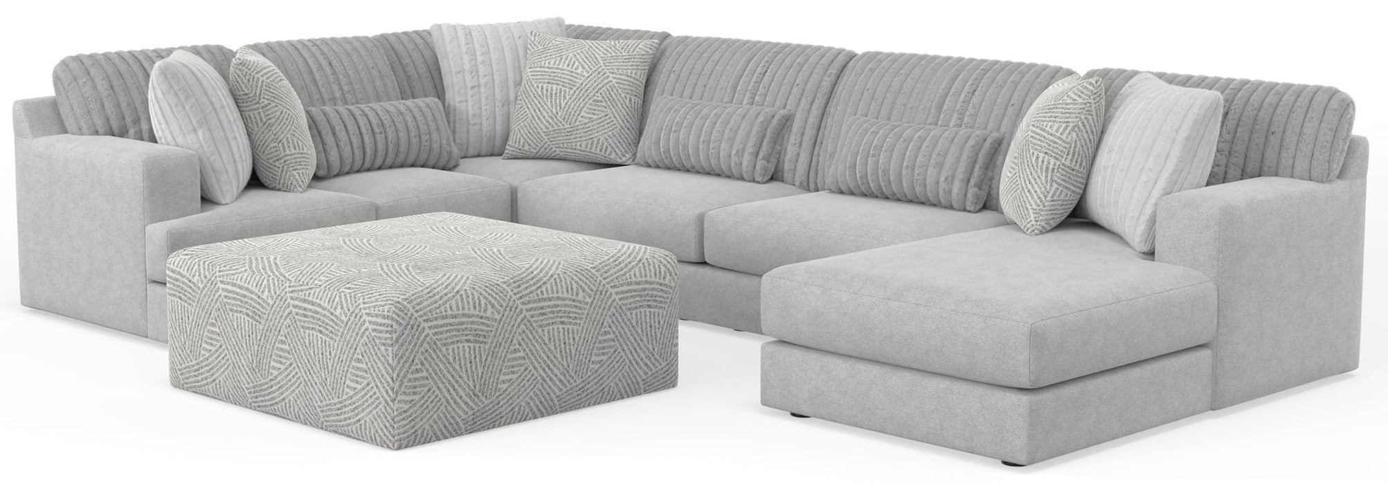 Logan - Upholstered Sectional With Comfort Coil Seating - 46" Cocktail Ottoman And Accent Pillows Included