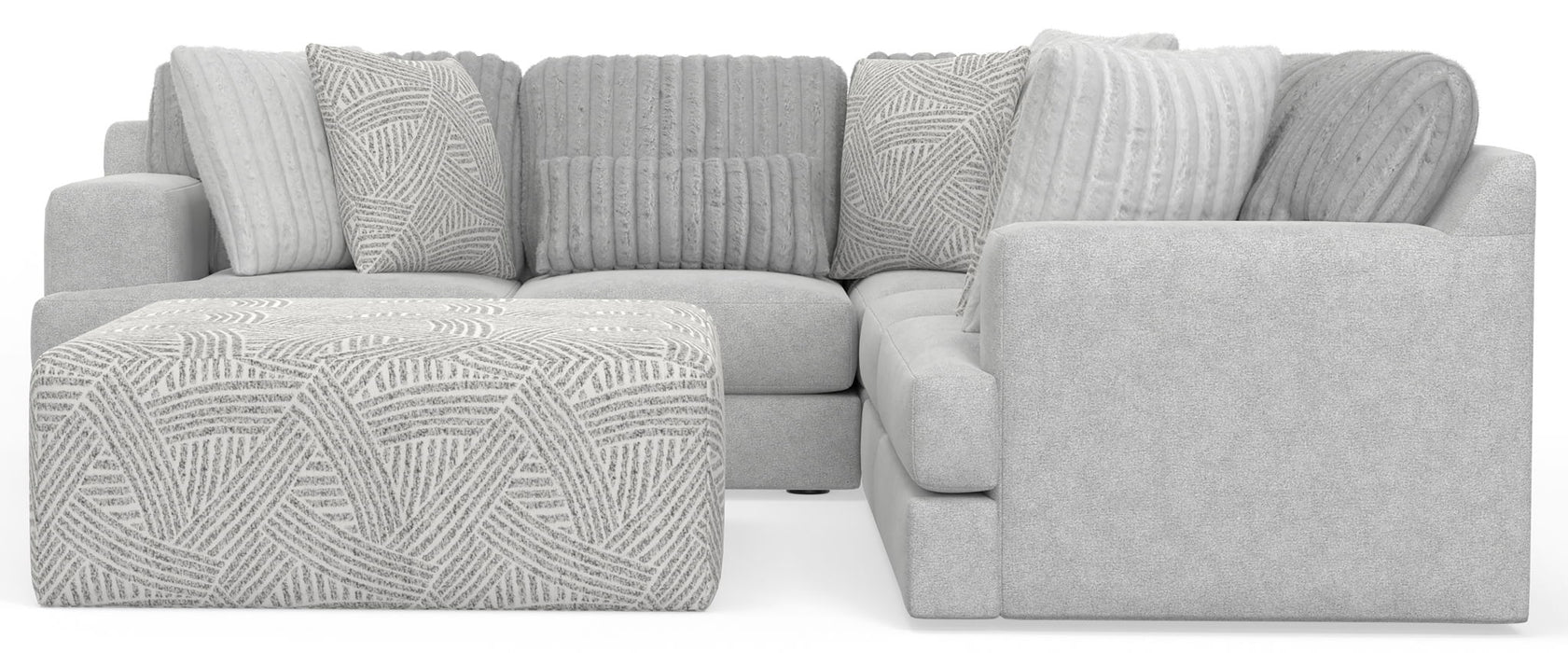 Logan - Upholstered Sectional With Comfort Coil Seating - 46" Cocktail Ottoman And Accent Pillows Included