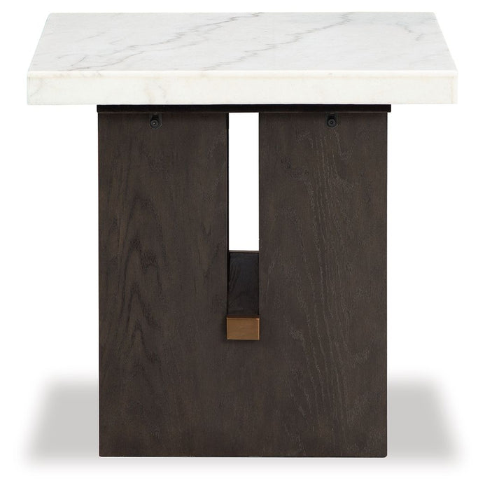 Burkhaus - Rectangular End Table - White / Dark Brown