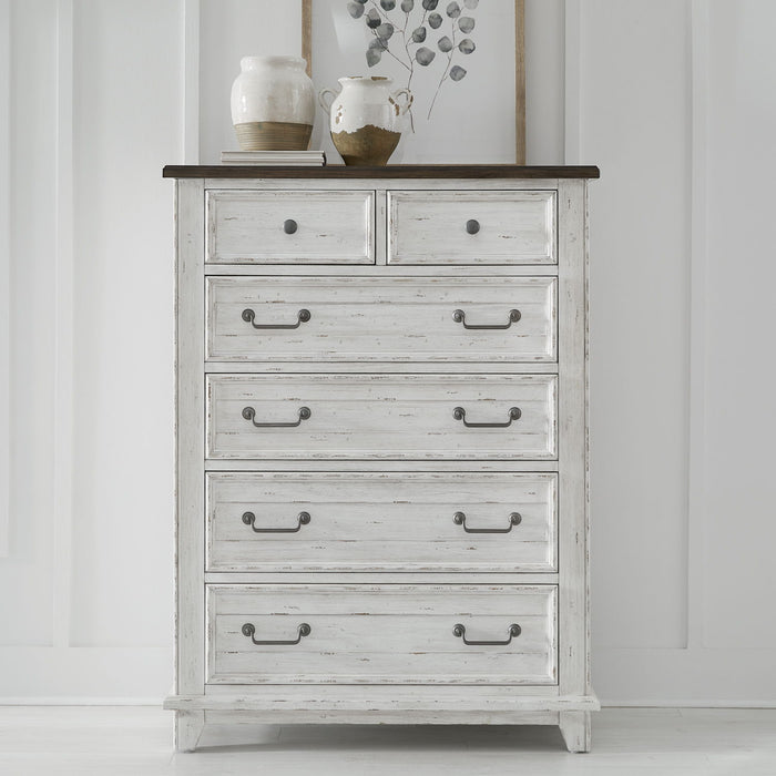 River Place - 6 Drawer Chest - Riverstone White & Tobacco