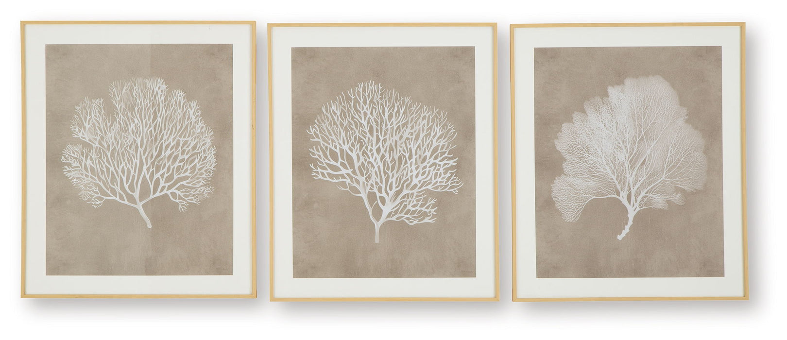 Hendridge - Wall Art Set (Set of 3) - Taupe / White