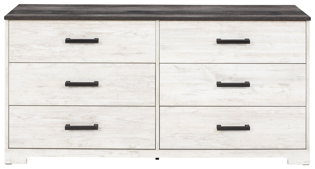 Shawburn - Six Drawer Dresser - Pewter-tone pulls - White / Black / Gray