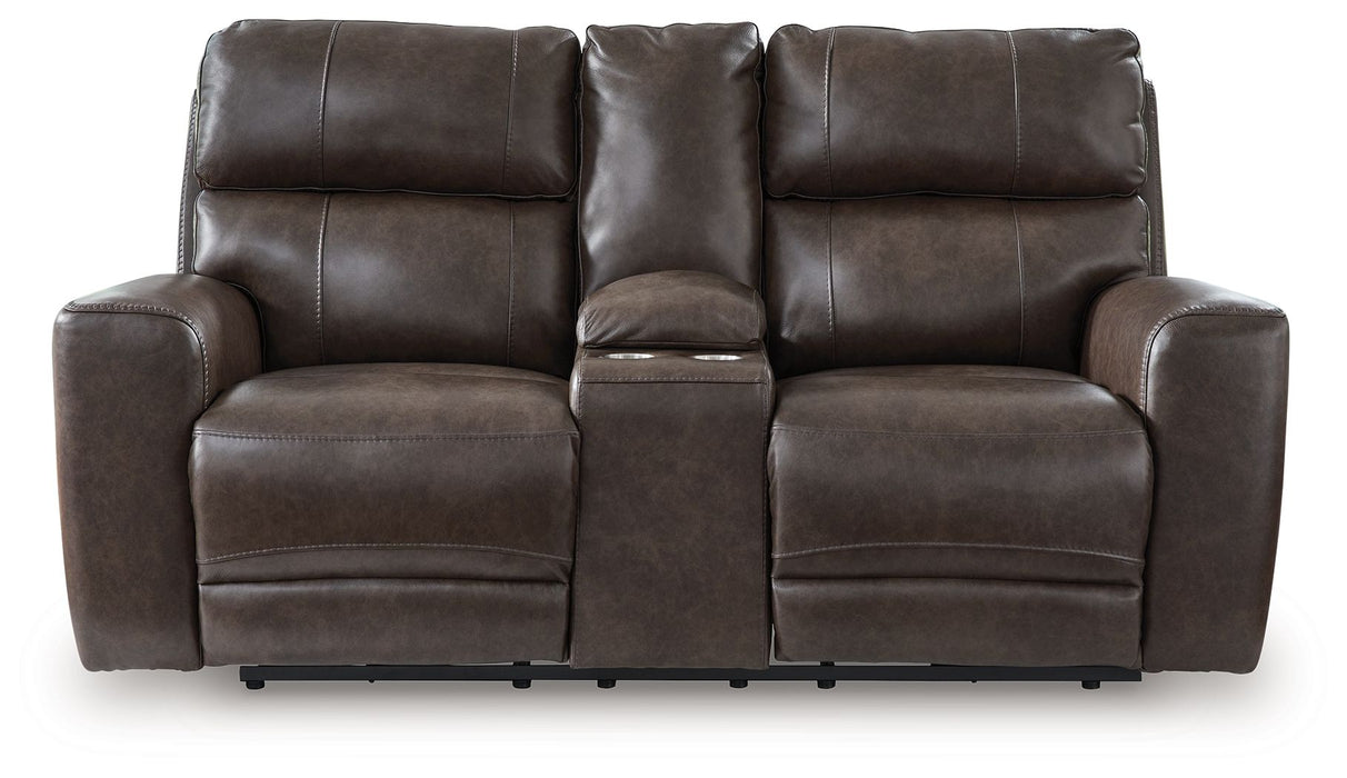 Crossplex - Power Reclining Loveseat / Console / Adjustable Headrest - Smoke