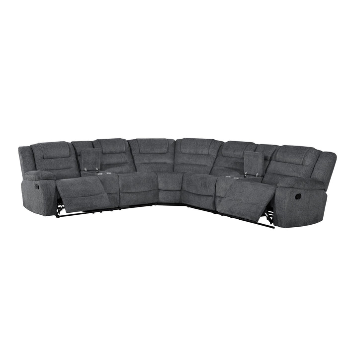 Redondo - 3 Piece Manual Sectional (2 Loveseats & Wedge) - Dark Gray