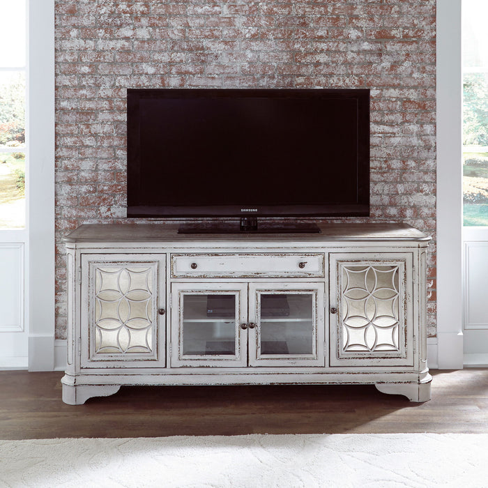 Magnolia Manor - Entertainment TV Stand (Glass Doors) - Antique White
