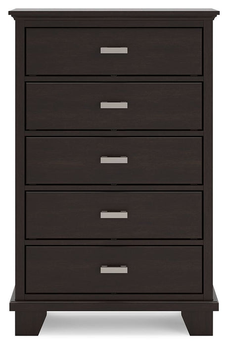 Covetown - Five Drawer Chest - Dark Brown