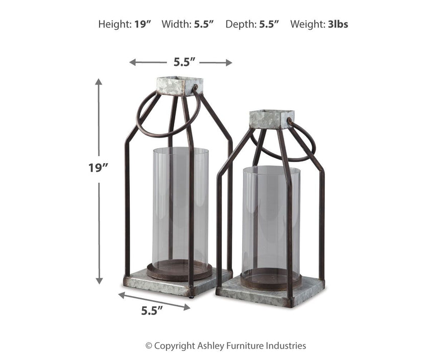 Diedrick - Indoor/Outdoor Lantern Set (Set of 2) - Gray / Black