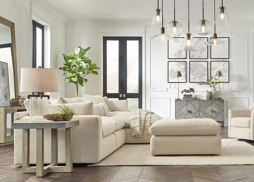 Elyza - 2 Pc. - Right Arm Facing Corner Chaise 3 Pc.Sectional, Ottoman - Linen