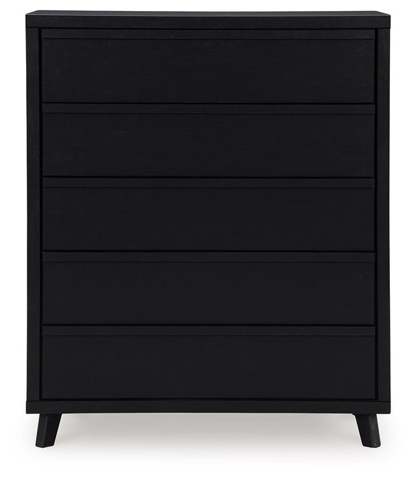 Danziar - Five Drawer Wide Chest - Black