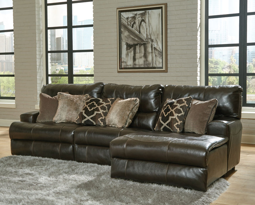 Como - 3 Piece Italian Leather Match Reclining Sectional