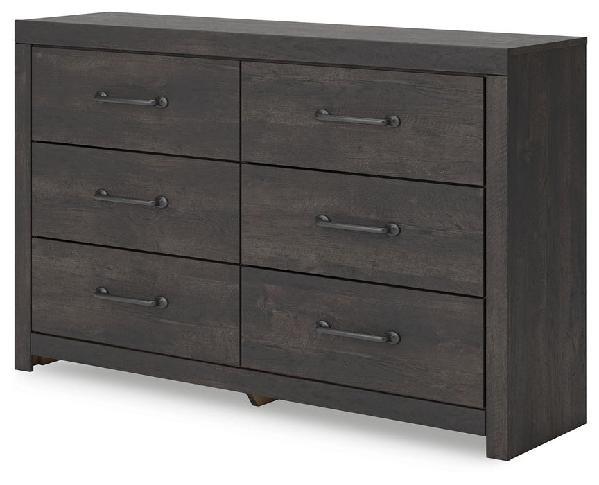 Hollivern - Six Drawer Dresser - Dark Gray