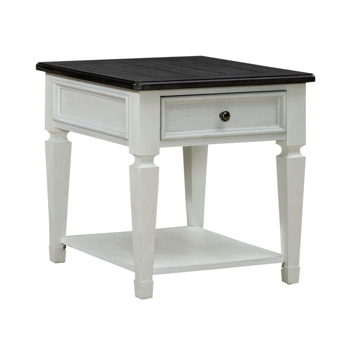 Allyson Park - Drawer End Table - Wirebrushed White / Charcoal