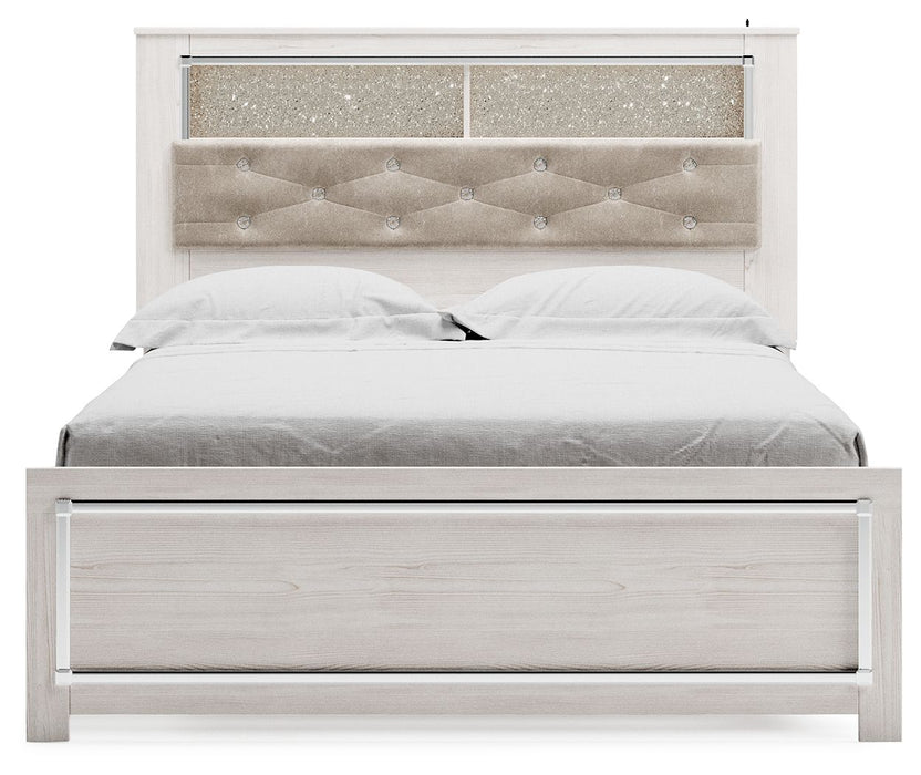 Altyra - Queen Panel Bookcase Bed With Roll Slats - White