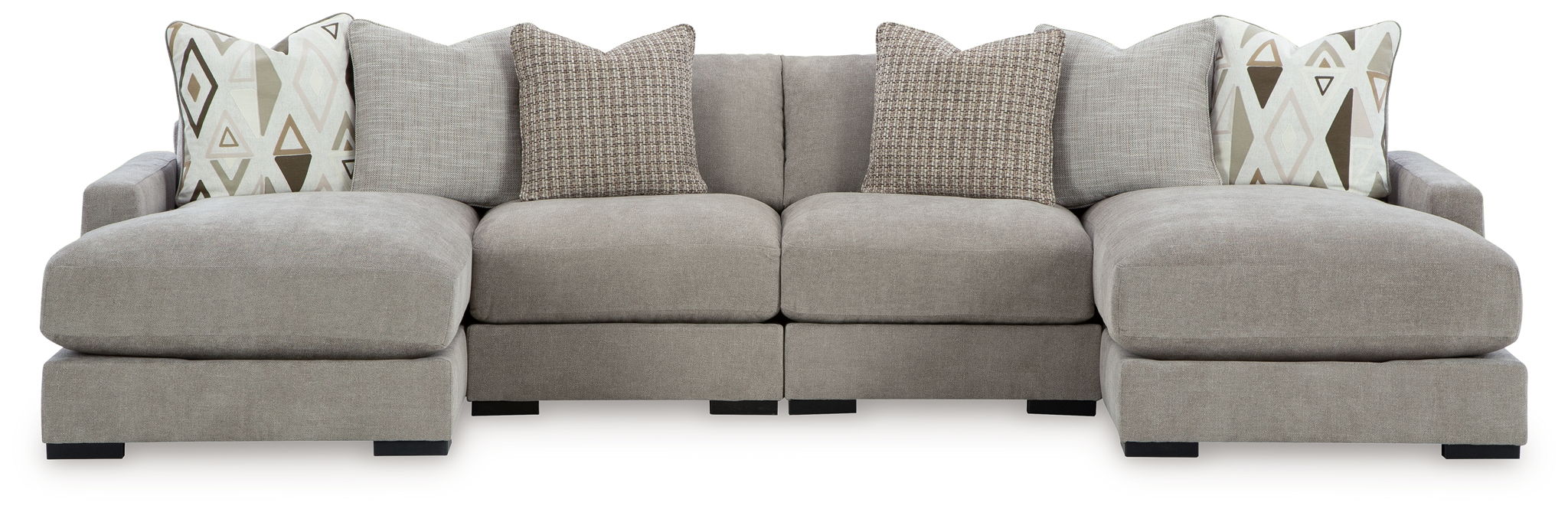 Aslan Court - 2 Pc. - 4-Piece Sofa Pit Sectional, Ottoman - Pebble