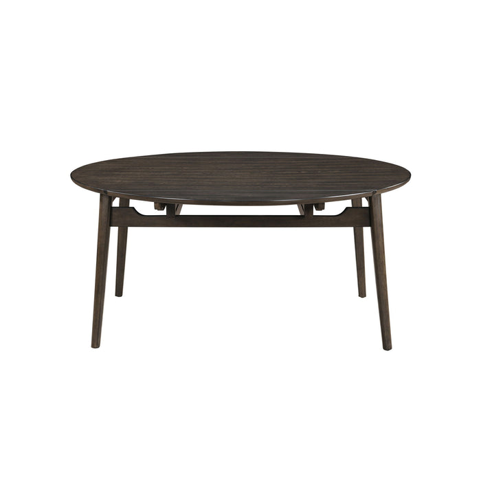 Rex - 65" Round Table With Self Storing Leaves - Walnut Brown