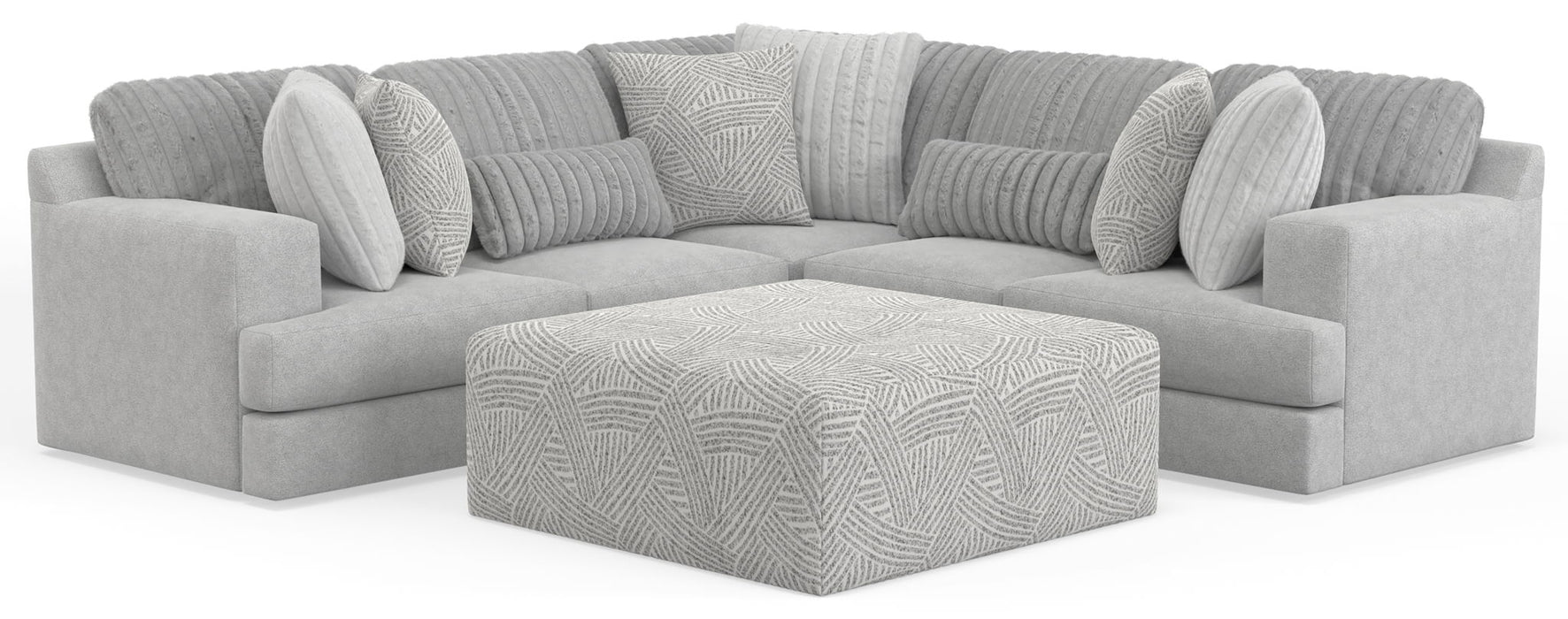 Logan - Upholstered Sectional With Comfort Coil Seating - 46" Cocktail Ottoman And Accent Pillows Included