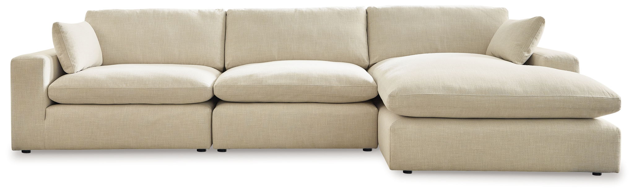 Elyza - 2 Pc. - Right Arm Facing Corner Chaise 3 Pc.Sectional, Ottoman - Linen