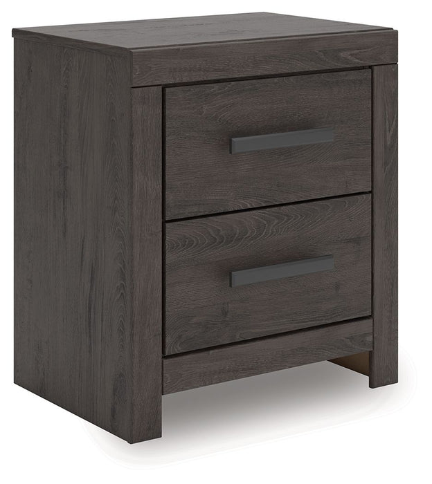 Prendonea - Two Drawer Night Stand - Charcoal