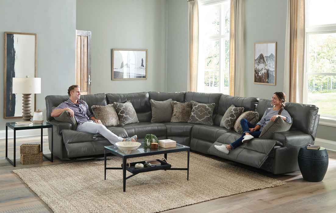 Como - 5 Piece Italian Leather Match Reclining Sectional