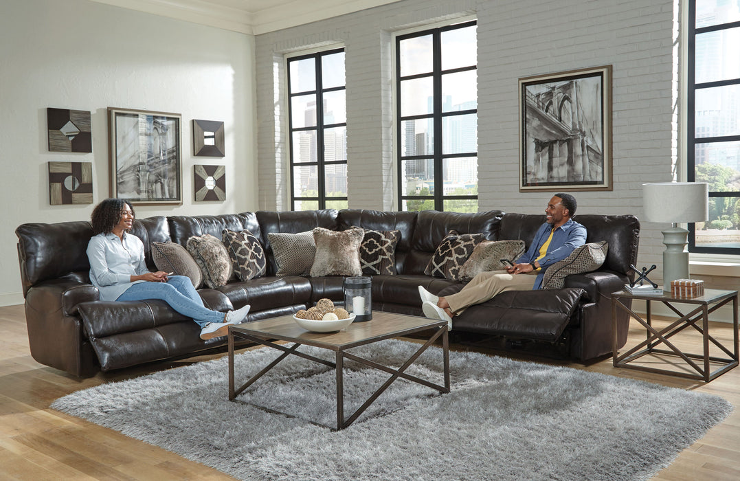 Como - 5 Piece Italian Leather Match Reclining Sectional
