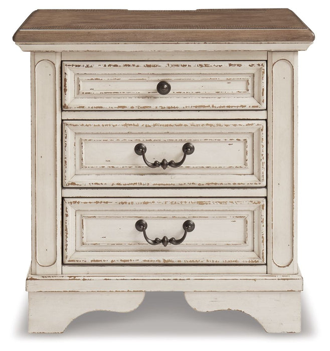 Realyn - Three Drawer Night Stand - White / Brown / Beige