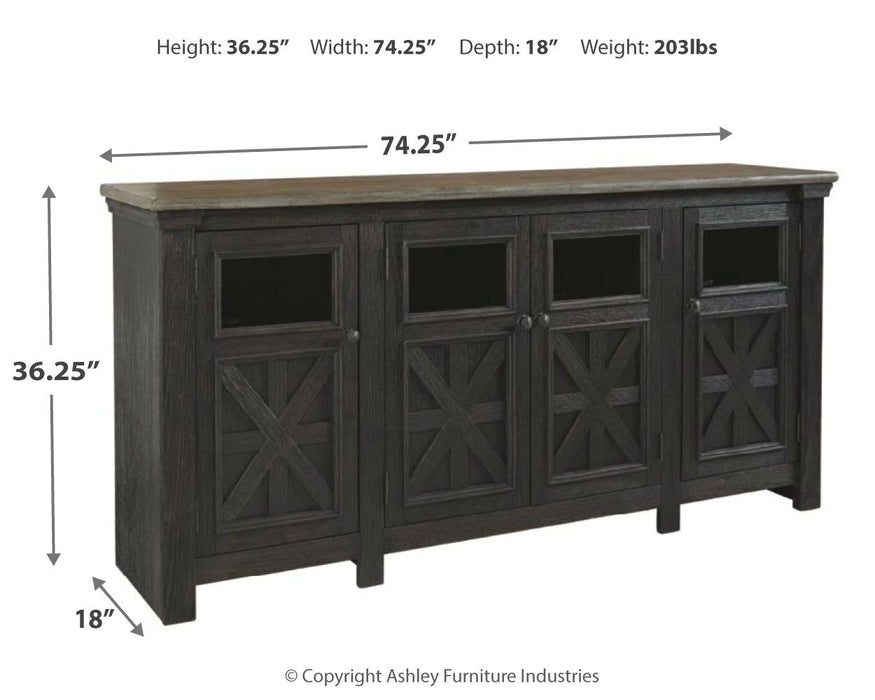 Tyler Creek - Extra Large TV Stand - Black / Gray