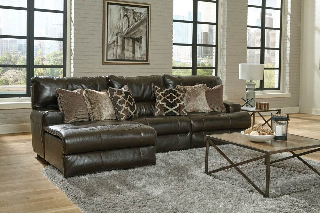 Como - 3 Piece Italian Leather Match Reclining Sectional