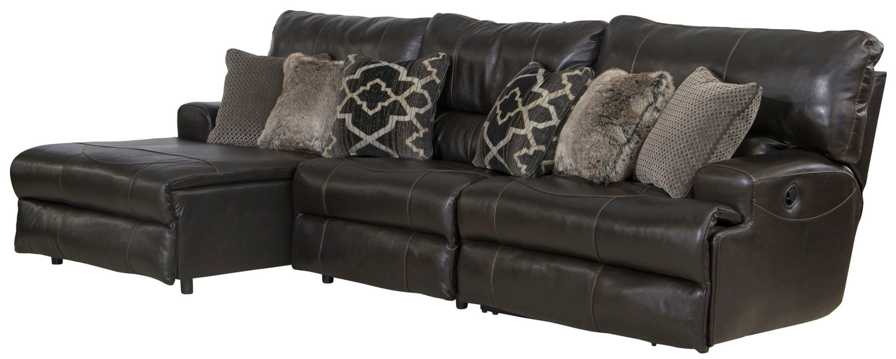 Como - 3 Piece Italian Leather Match Reclining Sectional