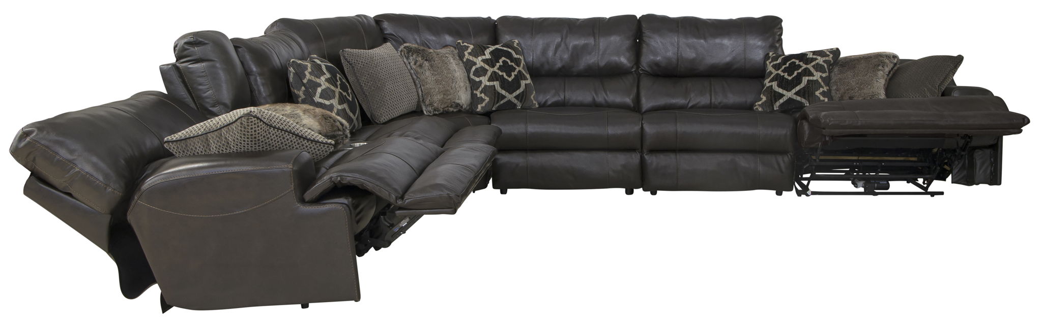 Como - 7 Piece Italian Leather Match Reclining Sectional