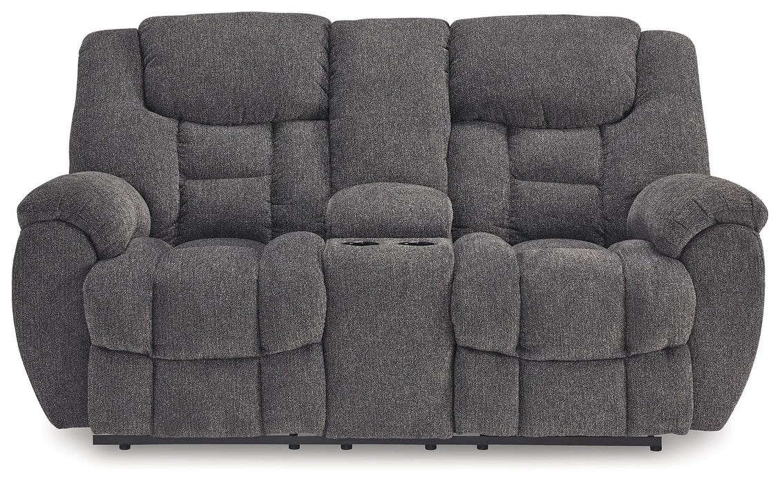 Foreside - Dbl Reclining Loveseat with Console - Charcoal