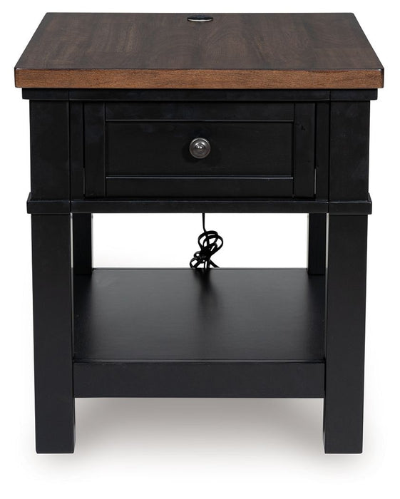 Wildenauer - Rectangular End Table - Brown / Black