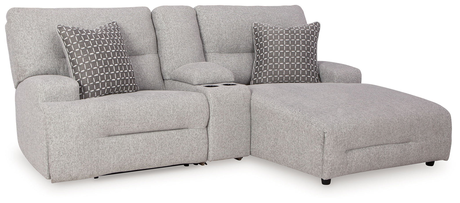 Acklen Place - 2 Pc. - 3-Piece Power Reclining Sectional Sofa With Raf Chaise, Wide Seat Power Recliner - Pewter