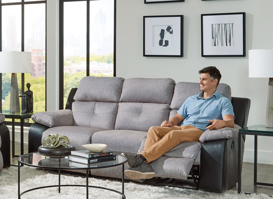 Felix - Sofa With 3 Recliners & Drop Down Table - Black / Granite