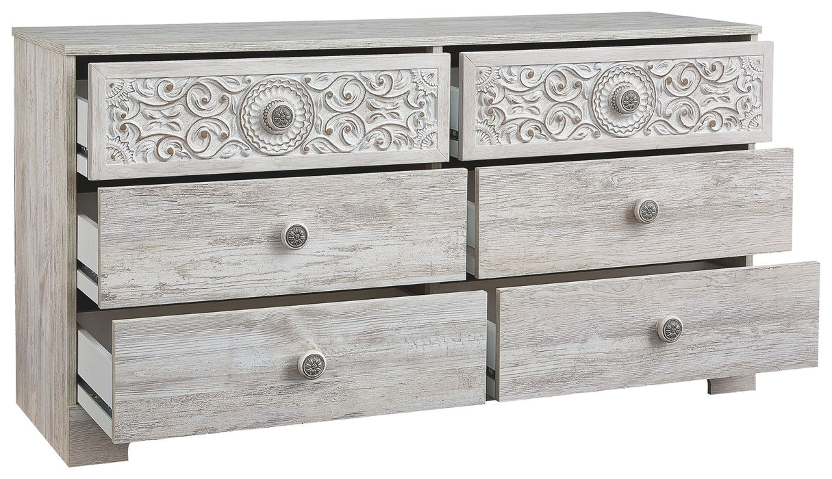 Paxberry - Six Drawer Dresser - Vinyl-Wrapped - Whitewash