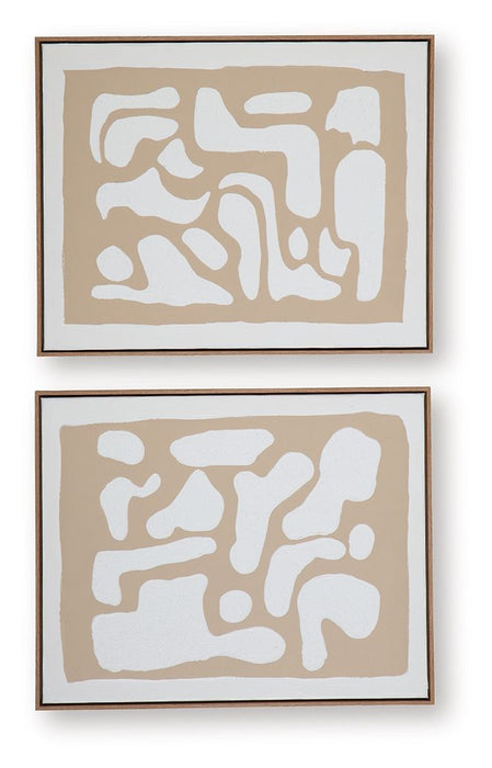 Waldett - Wall Art Set (Set of 2) - Beige / White