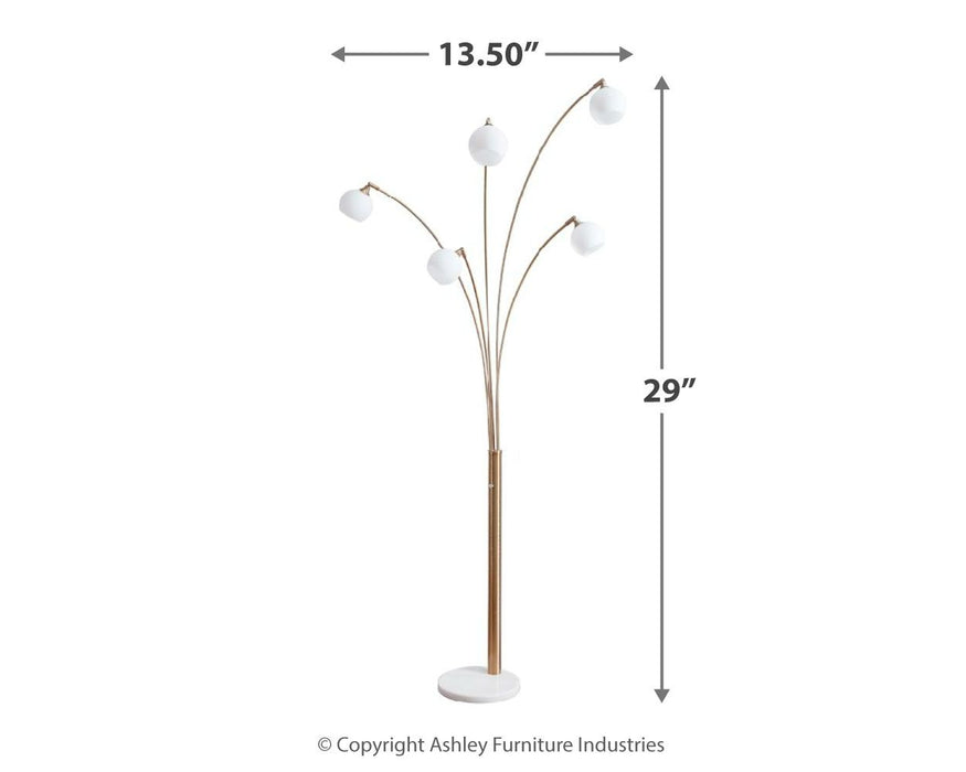 Taliya - Metal Arc Lamp  - Champagne / White