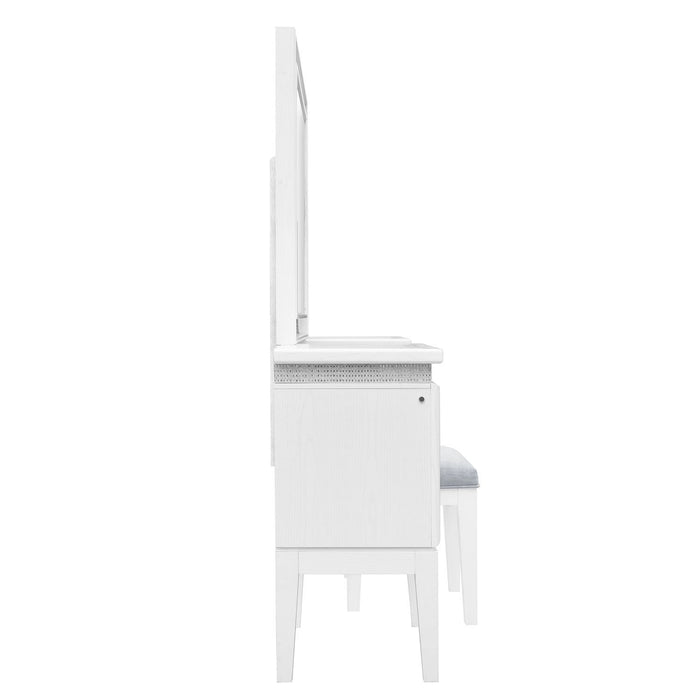 Reflections - 3 Piece Vanity Set - Pearl White & Rhinestone