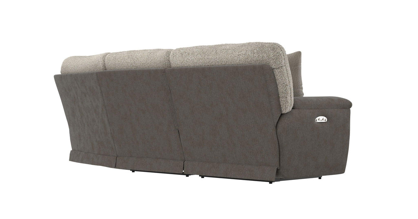 Rendezvous - 5 Piece Modular Sectional With 3 Reclining Seats & Castered Cocktail Ottoman - Umber