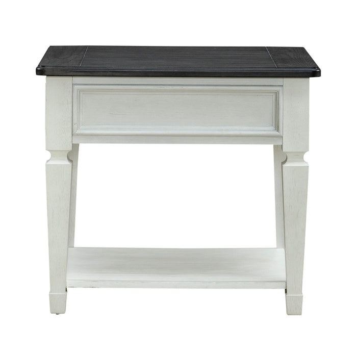 Allyson Park - Drawer End Table - Wirebrushed White / Charcoal