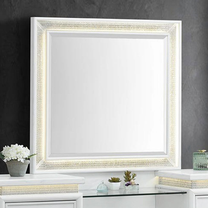 Reflections - Vanity Mirror - Pearl White & Rhinestone