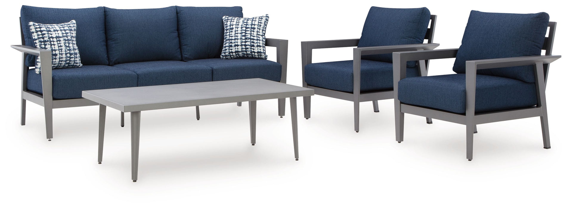 Gali - Sofa / Chairs / Table Set (Set of 4) - Gray / Blue