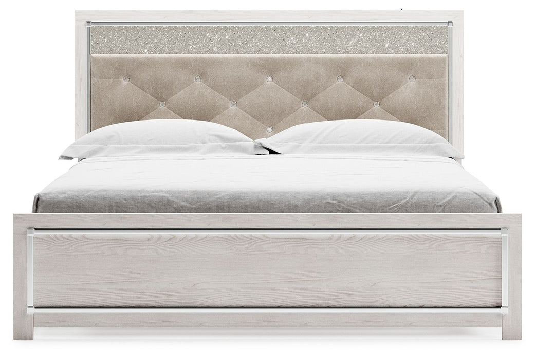 Altyra - King Panel Bed With Upholstered Headboard - White