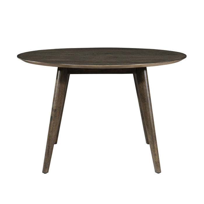 Rex - 48" Round Dining Table & 4 Open Back Chairs - Walnut Brown